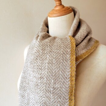 北欧手織り希少グレーヤク×ラムウールの短めマフラー