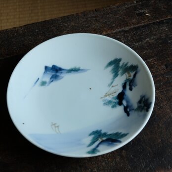 鍋パーティで使いたくなる◆山水風景の絵付け。伊万里　色絵大皿　骨董・antiques 丁寧な暮らしに。大正~昭和初期 個体Aの画像