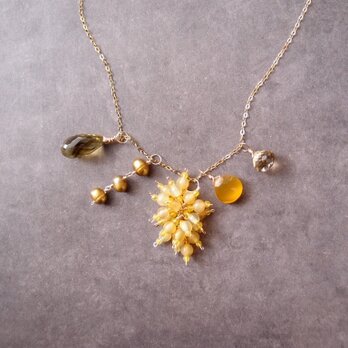 Necklace Charm Set【K14gf】Yellow Agate × Lemon Quartz × Pearlの画像