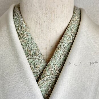 洗える刺繍半衿 ラメシャンパンレースの画像