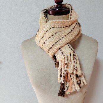 ナチュラル好きさんのための草木染め手織りマフラー　インド茜染　ホームスパン　