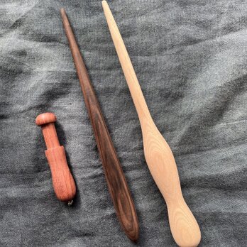 K様専用商品  紡ぎ独楽・雫(縞黒檀)、ノステピン タイプB、WPIツール・しめじの画像