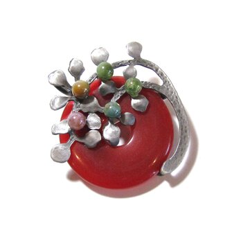 80s Vintage Agate Flower Design Pendant Broochの画像