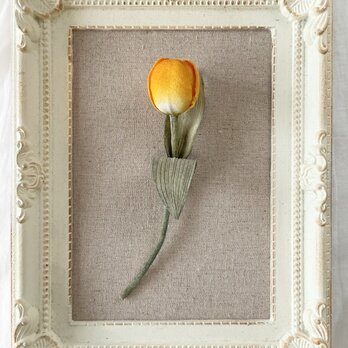 〈染め花〉チューリップの一輪コサージュ(M・イエロー)