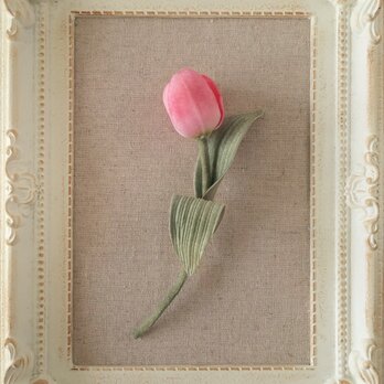 〈染め花〉チューリップの一輪コサージュ(M・ピンク)の画像