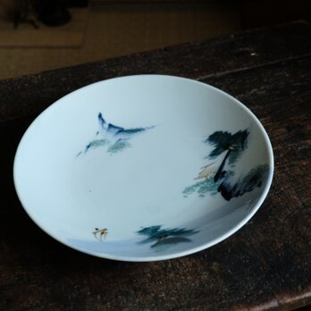 鍋パーティで使いたくなる◆山水風景の絵付け。伊万里　色絵大皿　骨董・antiques 丁寧な暮らしに。大正~昭和初期 個体Bの画像