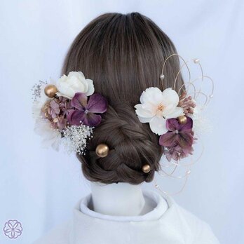 桜×紫　髪飾り　SP43 成人式　卒業式　結婚式　振袖　袴　着物　和装　髪かざりの画像