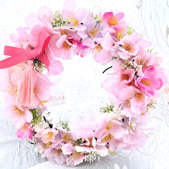 sold out サクラ、咲く《ローズアヴァンティ春限定桜リース》咲き始めましたの画像