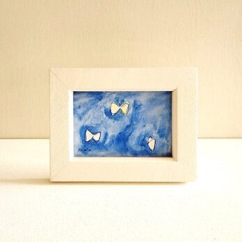 原画「ちょうちょ」※木製ミニ額縁入り　　イラスト・水彩・小さい絵の画像