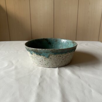 流彩釉16.5cmドラ鉢 緑の画像