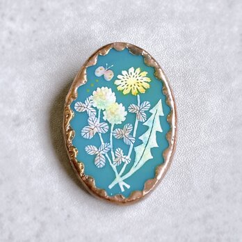 野の草花のブローチ　ステンドグラスブローチの画像