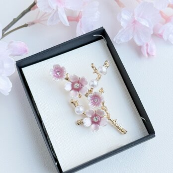はんなり美しい 桜の小枝ブローチの画像