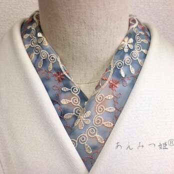 洗える刺繍半衿 霞チュールの画像