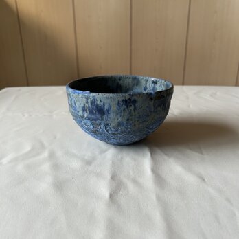 流彩釉丸碗 青の画像