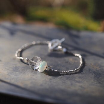 -Herkimer diamond・Opal- silver braceletの画像