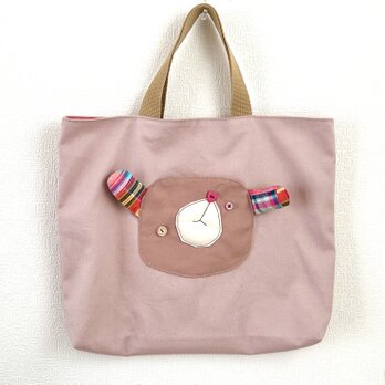 ポケットうさぎさん☆Lesson bag  【帆布pink】内ポケット付きのコピーのコピーの画像
