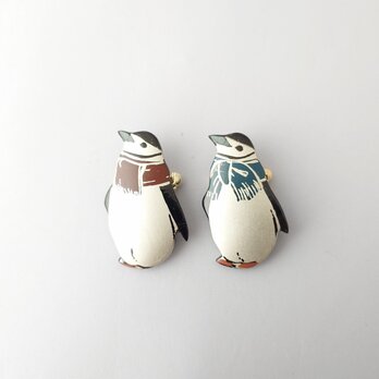 マフラーヒゲペンギン 漆ブローチ