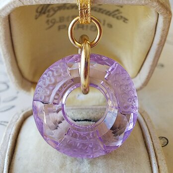 1930年代　美しい藤色・ドーナツ型のお花のアールデコGlass　クラシカルネックレスの画像