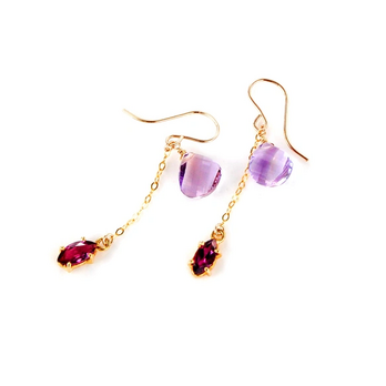 Ametrine Whisper〜 ささやくような幻想的な輝き〜アメトリンxロードライトガーネットピアスの画像
