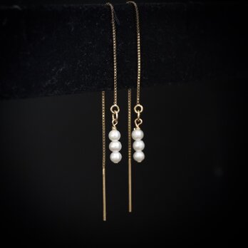 淡水パールのスレッダーピアス(3mm)の画像