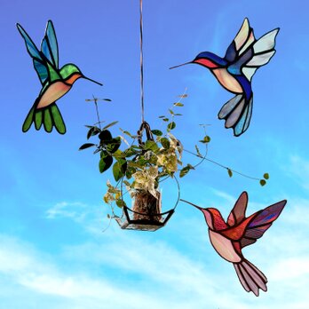 ステンドグラス サンキャッチャー『Hummingbird～ハチドリ～』の画像