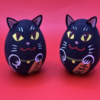 月桃招き猫張り子（黒）の画像