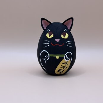 月桃招き猫張り子（黒）