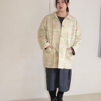 紬の着物リメイク シャツジャケットの画像
