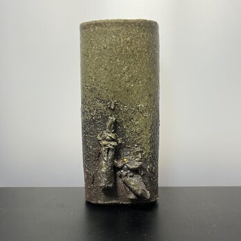 雛付きリバーシブル花器　灰釉　No.2の画像