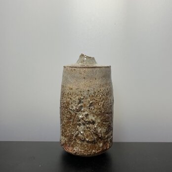 雛付きリバーシブル花器　灰志野釉　No.3の画像
