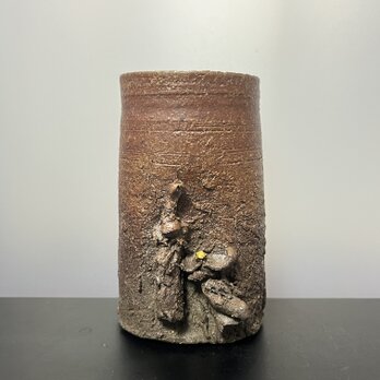 雛付きリバーシブル花器　灰志野釉　No.4の画像