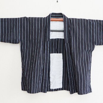 【シンプルな木綿の藍染縞模様が素敵な野良着】着物 リメイク素材 ジャパンヴィンテージ 昭和レトロ ハンドメイド 生地