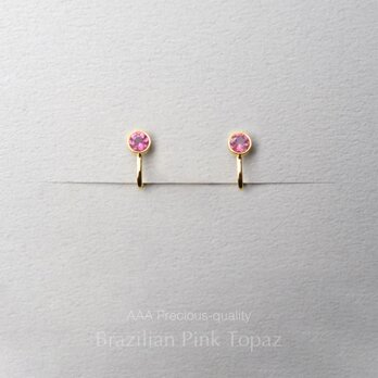 邪魔にならない！イヤリング ピンクトパーズ サージカルステンレス 金属アレルギー 誕生日プレゼント 春 桜色 母の日の画像