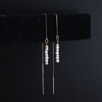 淡水パールのスレッダーピアス(2-2.5mm)の画像