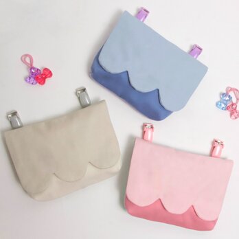 スカラップデザイン 移動ポケット マーメイドブルー Kidsの画像