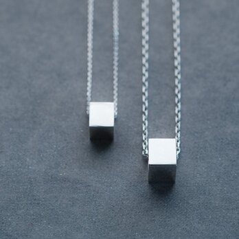 2コset) 四角 リング ペア ネックレス シルバー925の画像