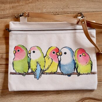 ふんわりコザクラインコのぺたんこショルダーバッグの画像