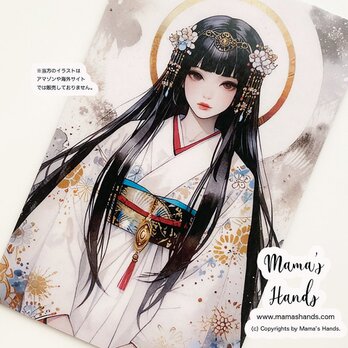 ⭐️4点売れました⭐️ 瀬織津姫 白着物 セオリツヒメ 女神 日本神話 開運 お守り イラスト カード プラスチック製 防水の画像