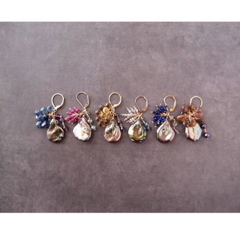 Petal Pearl × Andalusite Earrings／ぺタルパール×アンダリュサイト フレンチピアスの画像
