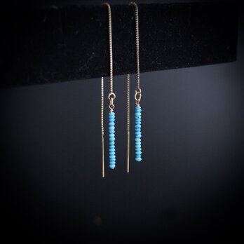 ターコイズのスレッダーピアス(1.5mm)の画像