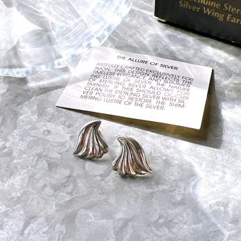 PA288-【 AVON 】エイボン・ヴィンテージピアス 1994 Silver Wing Motifの画像