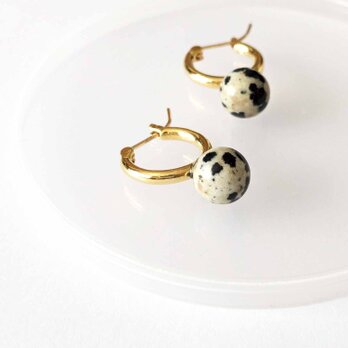14kgfピアス[Dalmatian jasper ball/Gold]の画像