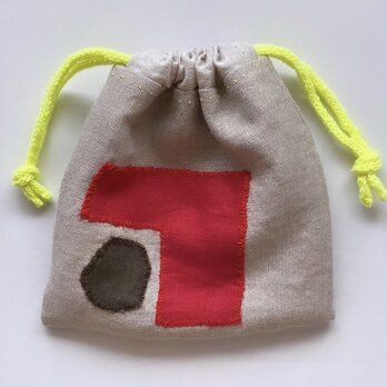 リネンのパッチワーク巾着　no 220