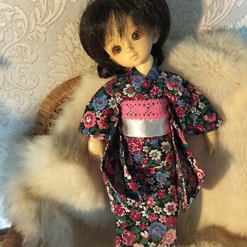 ★sale YSD用　浴衣と帯（花柄）　送料込みの画像