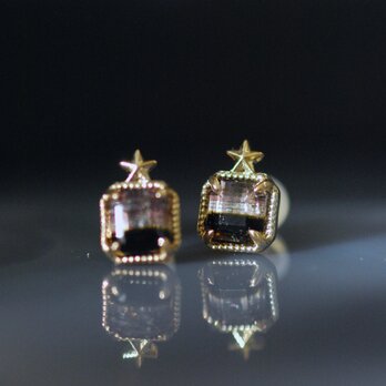 黄昏色 バイカラートルマリン ピアス / K10YG【1点限り】の画像