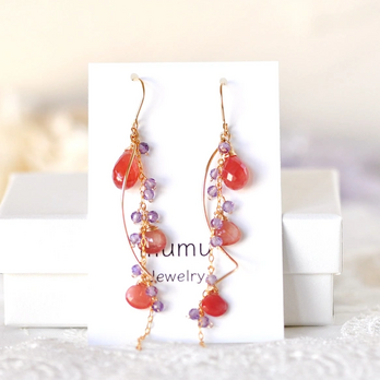 Romance Rose ピアス 〜インカローズ×アンデシンの輝き〜の画像