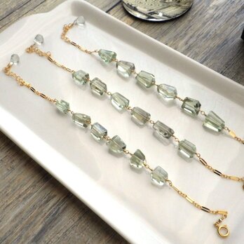 天然石のブレスレット■ Shining Stones ■ タンブルカット グリーンアメジストの画像