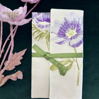 袱紗　イギリス輸入生地　ボタニカル刺繍の画像