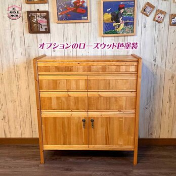 ★アンティーク風★W936㎜　抽斗5杯付きデザインチェスト(スライドレール仕様)　大容量の画像
