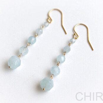 ・アクアマリンの ピアス・/ 14kgf